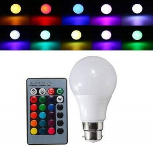 Colour Changing LED RGB Light Bulb B22 with Wireless IR Remote Control. Collections are allowed.