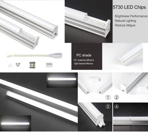 LED Integrated T5 Tube Lights 220V Frosted Cover with Mounting Accessories. Collections Are Allowed.