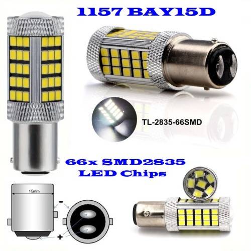 Cool White 1157/BAY15D 16W 990lm 66xSMD2835 LED Light Bulb, DC9~32V. Collections Are Allowed.