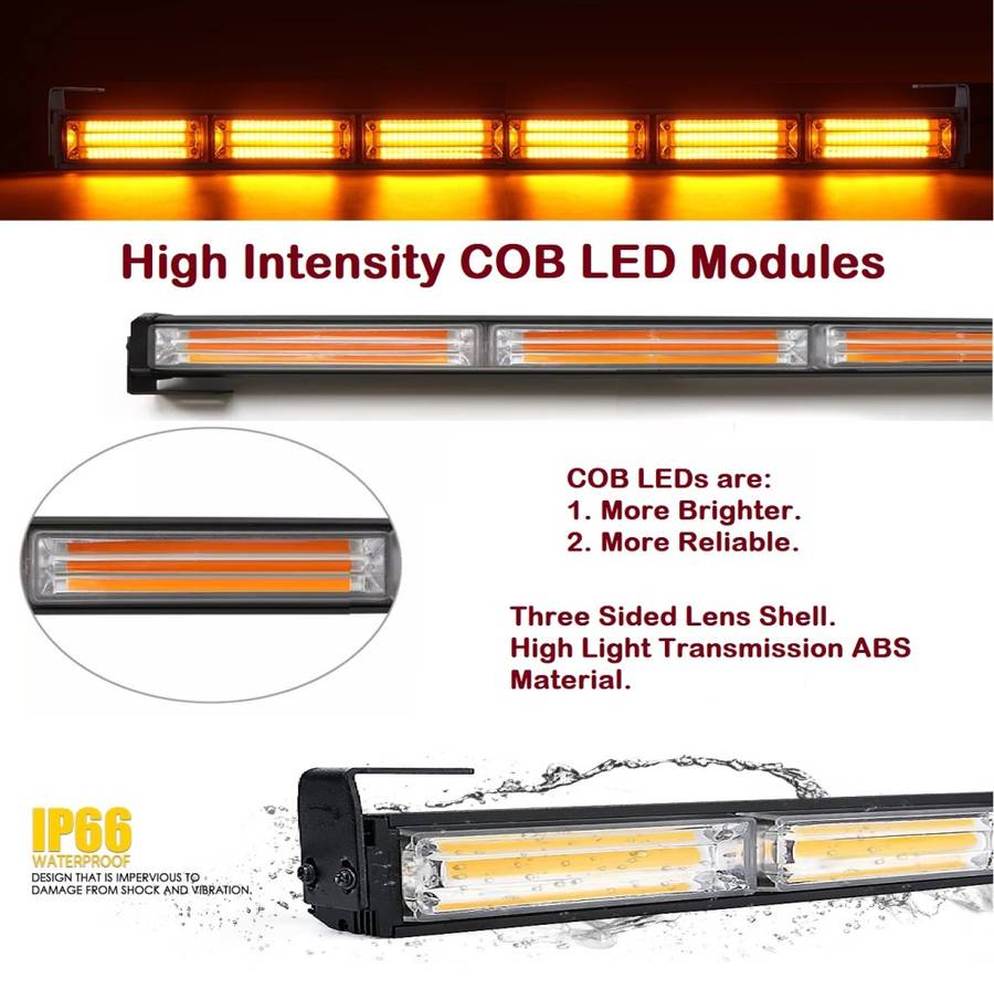 Amber Yellow Orange Emergency Vehicle Flash/Warning LED Strobe Light Bar. Collections allowed.