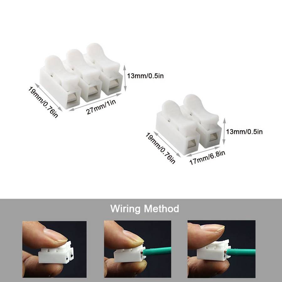3-Wire Spring Push Down Connector / Solderless and Tape Free Solution. Collections Are Allowed.