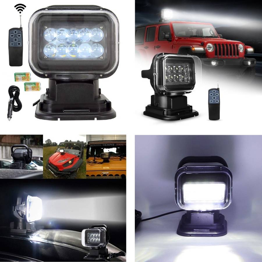 LED Remote Controlled 360° Rotating Magnetic Base Mount Search Light 12V/24VDC. Collections Allowed.