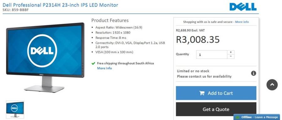 Dell - P2314HT - LED Monitor - Excellent Condition - Full HD - Retails for R3008.35 - Graphic Design