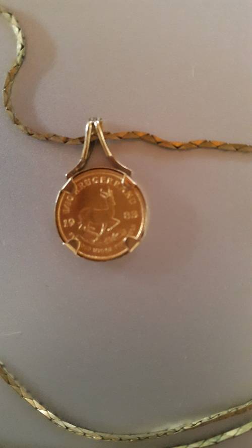 1983 1/10th Oz - 22ct Gold Kruger Rand - Set in pendant