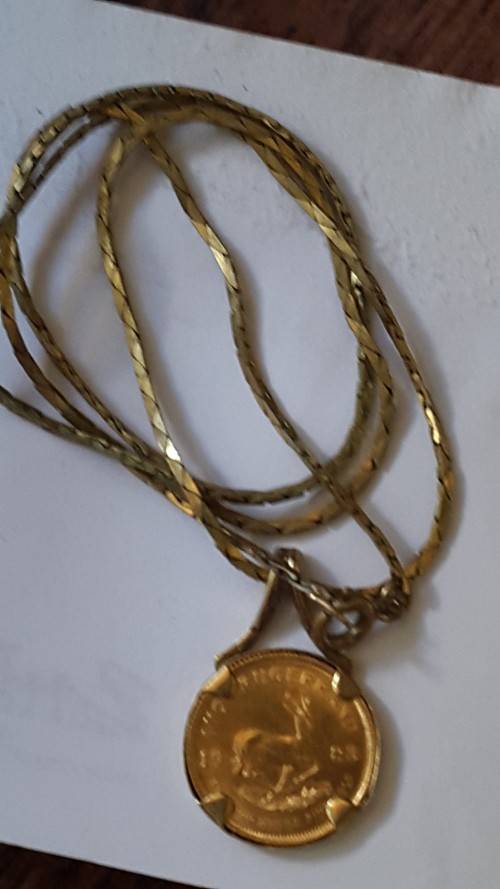 1983 1/10th Oz - 22ct Gold Kruger Rand - Set in pendant