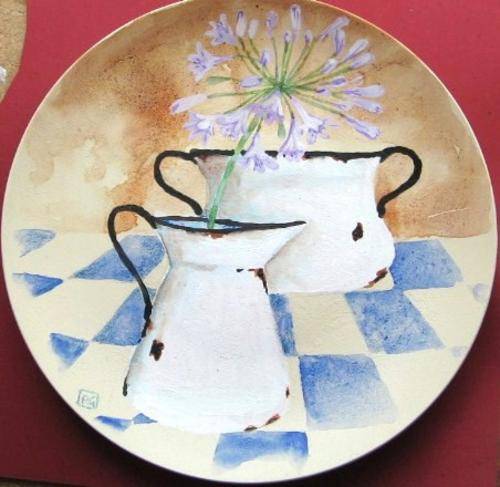 enamel vase with agapanthus