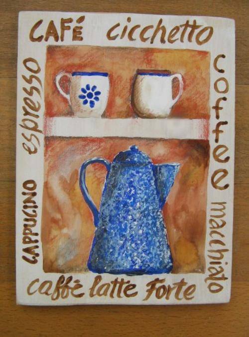 coffee pot in mixed media