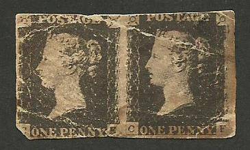 1840 TWIN PENNY BLACK!!!