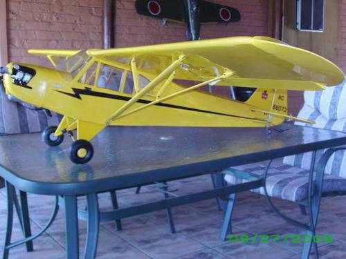 PIPER CUB J3 scale model R/C aircraft with a SC 46 glow motor and all (5X) servos installed.