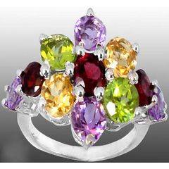 **STUNNING!" ** 8.76 ct multi-gemstone ring - garnet, peridot, citrine and amethyst