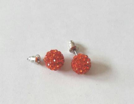 Orange CZ Shamballa earrings