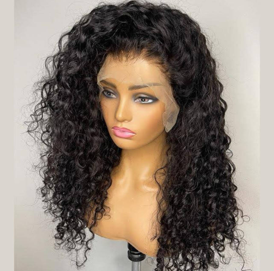 18 inch full frontal closure Brazilian/Peruvian curly wig