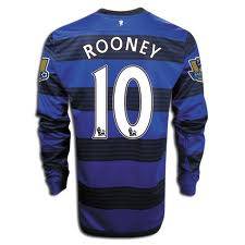 **AUTHENTIC** MANCHESTER UNITED-AWAY KIT-LONG SLEEVE-ROONEY-10-LARGE