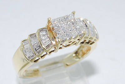 R38900 - .67CT OUT OF THIS WORLD BAGUETTE & PRINCESS CUT CLUSTER DIAMOND RING