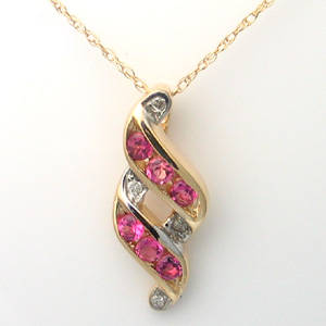 R2900 - DAZZLING 0.54CT PINK SAPPHIRE DIAMOND 9K GOLD PENDANT