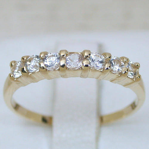 R8000 - WOW 0.62ct 14K YELLOW GOLD NATURAL WHITE SAPPHIRE BAND RING