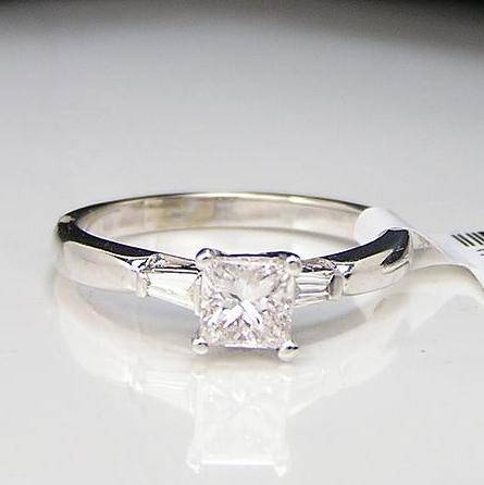 PRINCESS CUT NATURAL DIAMOND ENGAGEMENT RING