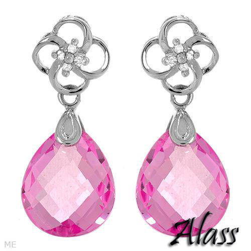 STUNNING 9CT SAPPHIRE & DIAMOND EARRINGS CRAFTED IN WHITE GOLD