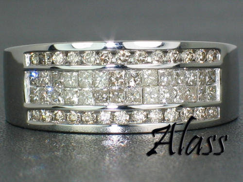 EXQUISITE 3.00CT REAL PRINCESS & ROUND CUT DIAMOND WEDDING BAND