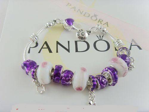 ***STUNNING*** tibetan silver pardora/troll bracelet - purple