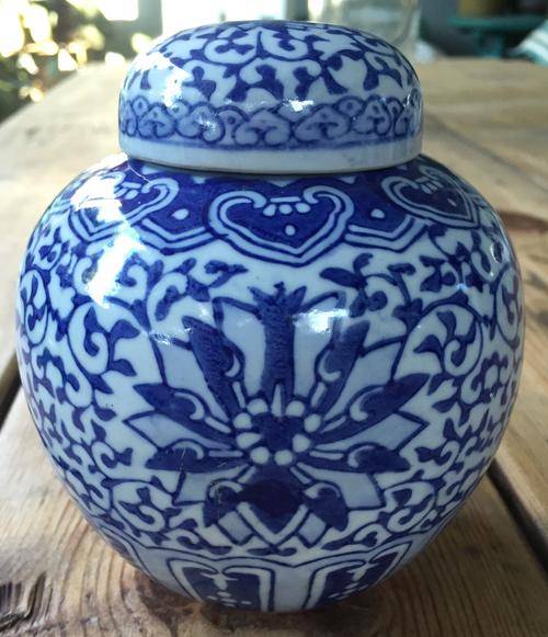 Blue and white ginger jar