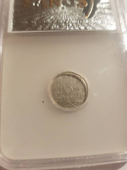 1896 ZAR 3 Pence VF25 !
