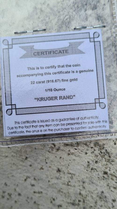 2020 1/10th OZ Gold Krugerrand- In pouch with certificate! Valuable & Beautiful!