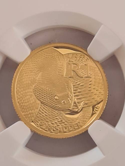 2017 Gold 10th oz - Puff Adder - Rare Natura coin - NGC- PF69