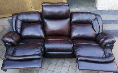 CORICRAFT ETOSHA 3 PIECE RECLINER SET- GENUINE LEATHER  BUFFED CHOCOLATE