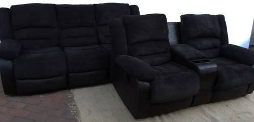 XXL Charcoal and Chocolate Recliner Suite