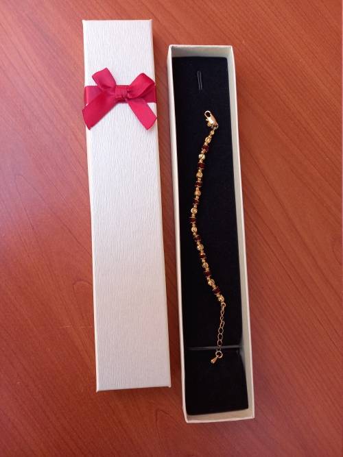 Beautiful Touch Of Gold Bracelet With Red Stones + FREE Gift Box