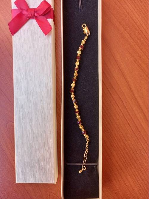 Beautiful Touch Of Gold Bracelet With Red Stones + FREE Gift Box