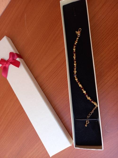 Beautiful Touch Of Gold Bracelet With Red Stones + FREE Gift Box