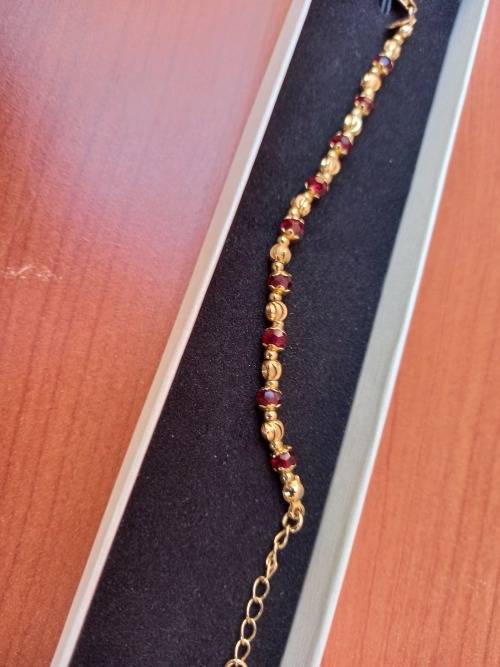 Beautiful Touch Of Gold Bracelet With Red Stones + FREE Gift Box