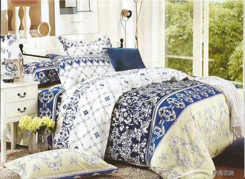 6 Piece - Cotton Feel - Bed Linen - Queen Size- Duvet Cover Set