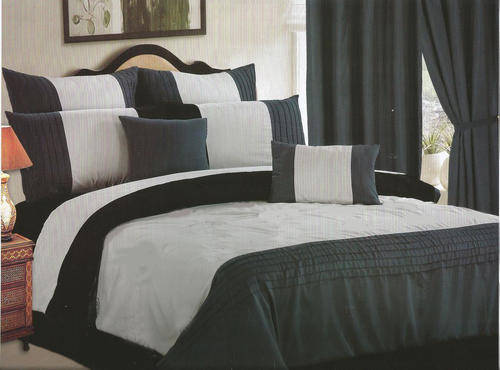Queen Size Comforter Set - Black and Gray 10 Piece - Queen Size Comforter Set