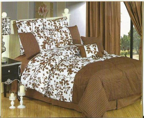 Queen Size Comforter Set - Brown 10 Piece - Queen Size Comforter Set