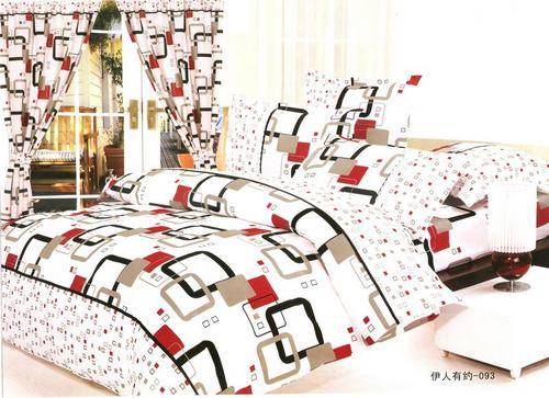 10 Piece - Cotton Feel - Printed - Bed Linen - Double bed- Duvet & Curtain Set