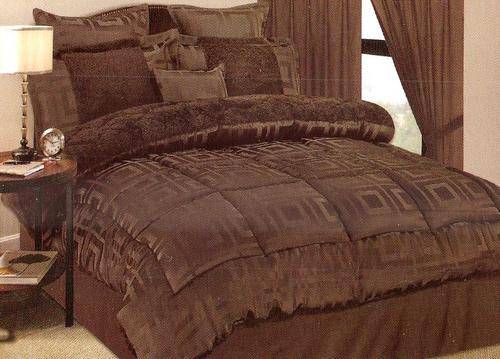 VENTURA BLANKET - 11 PIECE COMFORTER SET - QUEEN SIZE - BROWN