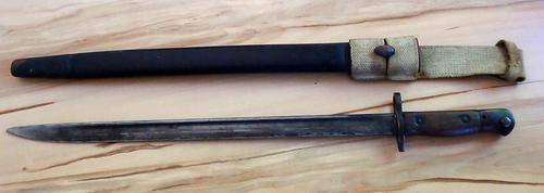 1st World War James A Chapman P07 Bayonet with Scabbard & Canvas frog