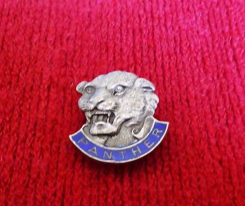 1930`s Vintage enamel PANTHER Motorcycle buttonhole lapel badge made by the  Birmingham Medal Co.