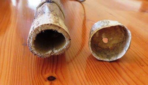 Arrow Quiver Late 1800`s Luba Tribe(Congo)  Hollowed wood with sinew attachments.