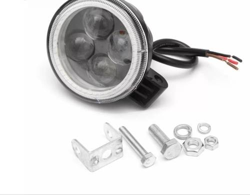 1x Waterproof Motorcycle Projector 4 LED Headlight With Angel Eye Halo Ring 1800 Lumens