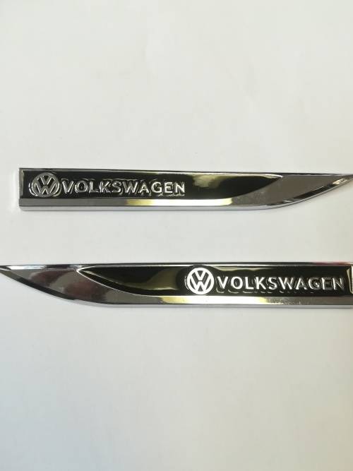 2 x Vw Volkswagen Emblems Badge 3D Car Sticker Side Metal Knife Type Fender For Vw