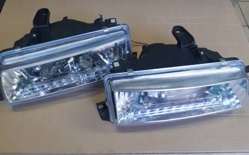 TOYOTA COROLLA 1988-1992 HEADLIGHT SET WITH LED - WHITE WITH E MARK