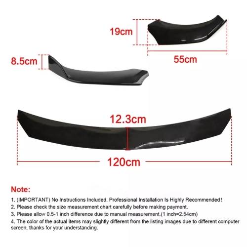 Universal Glossy Black 3 Piece Front Spoiler Lip