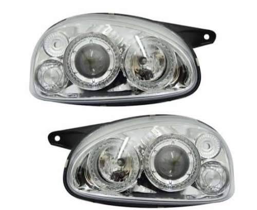 Opel Old Corsa Black Led Angel Eye Projector Headlights  Set