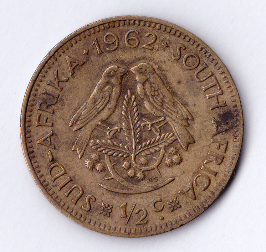 1962 South African Half cent coin