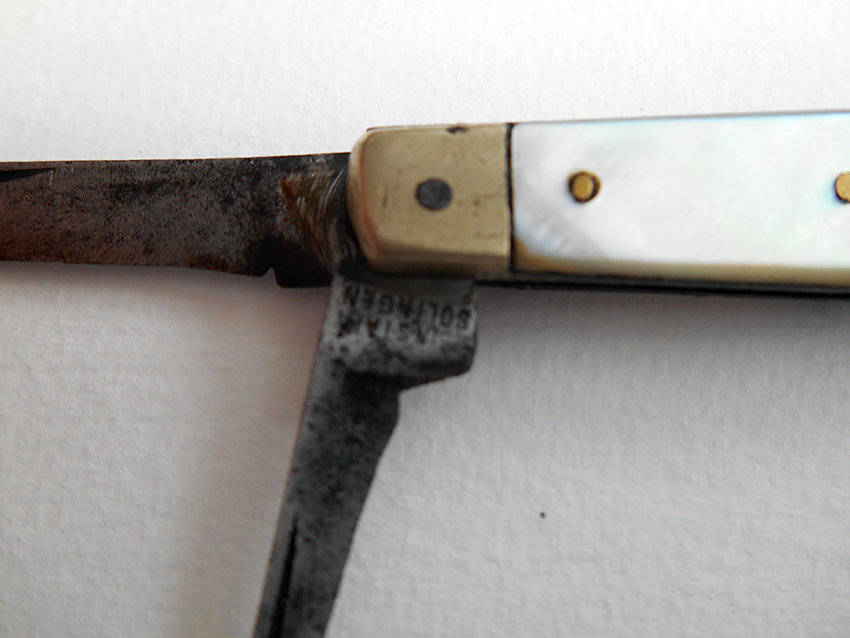 two mother of pearl pocket knives vintage antique