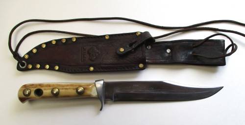 1970 Original Puma Bowie Knife 6396 Geniune Pumaster Steel Germany - Stag handle.